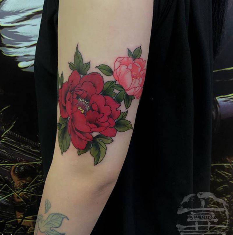 牡丹纹身图片_手臂纹身图案