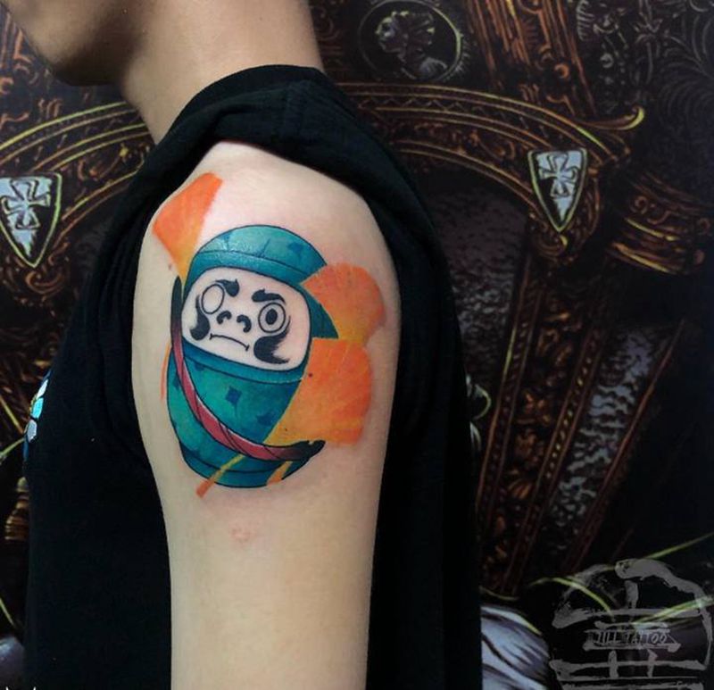 达摩纹身图片_手臂纹身图案