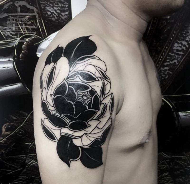 牡丹遮盖纹身图片_手臂牡丹纹身图案