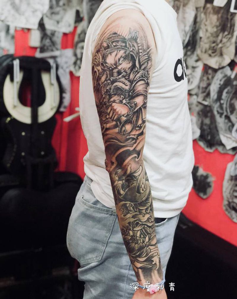 花臂纹身图片_手臂新传统纹身图案