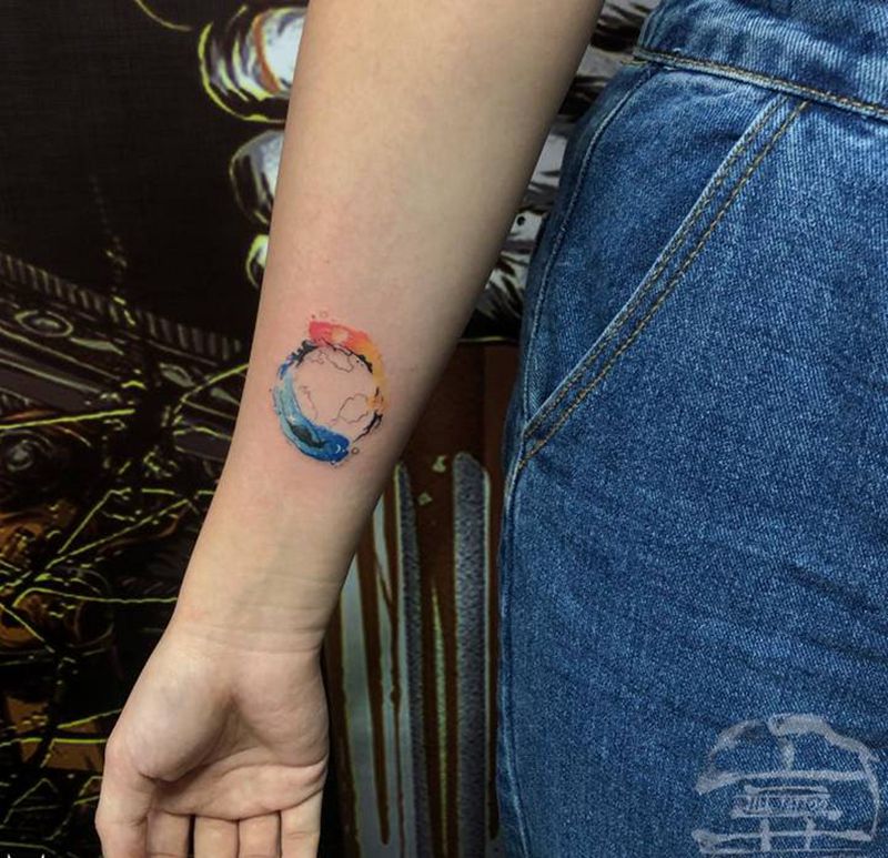 近期水墨作品纹身图片_水彩纹身图案