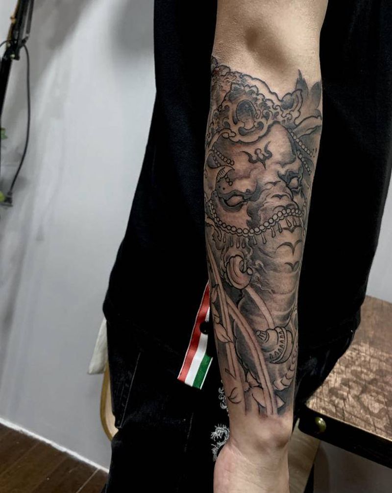 【象神】纹身图片_手部手臂新传统纹身图案