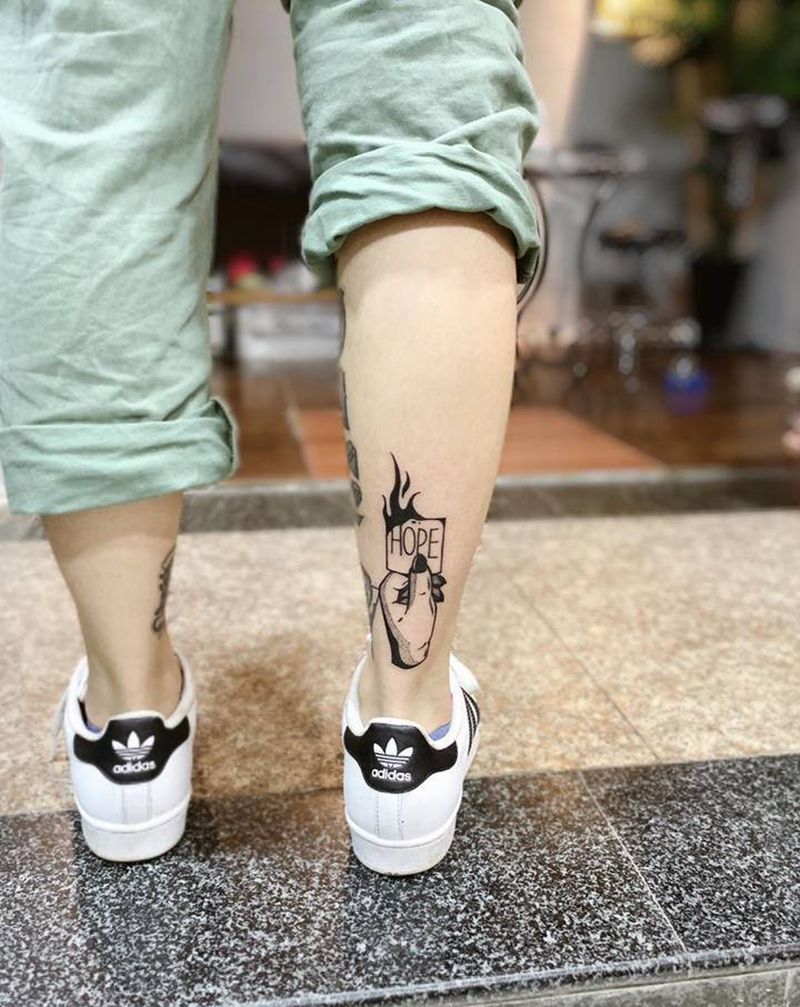 【HOPE】纹身图片_脚部Old School几何纹身图案