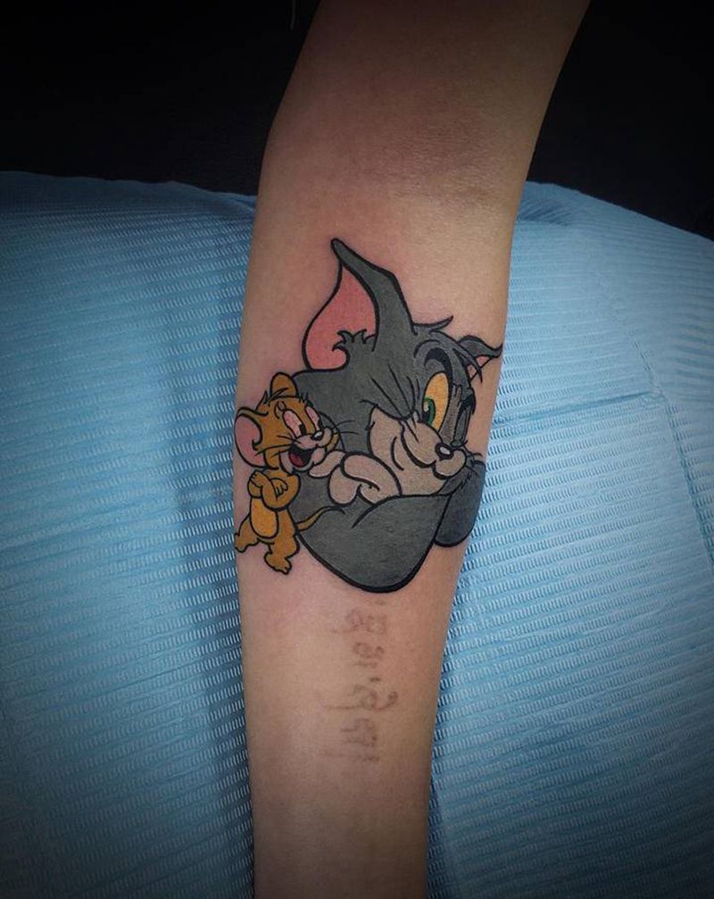 汤姆杰瑞回忆杀一波纹身图片_手臂New School纹身图案