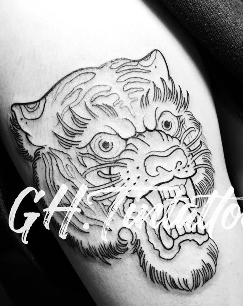 客人自带纹身图片_腿部New School纹身图案