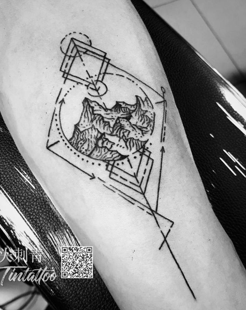 客人自带纹身图片_手臂点刺几何纹身图案