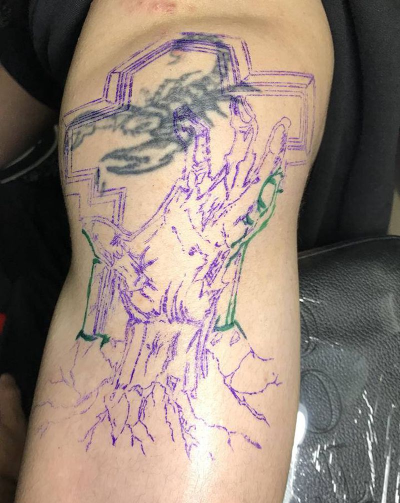 客人自带纹身图片_手臂遮盖纹身图案