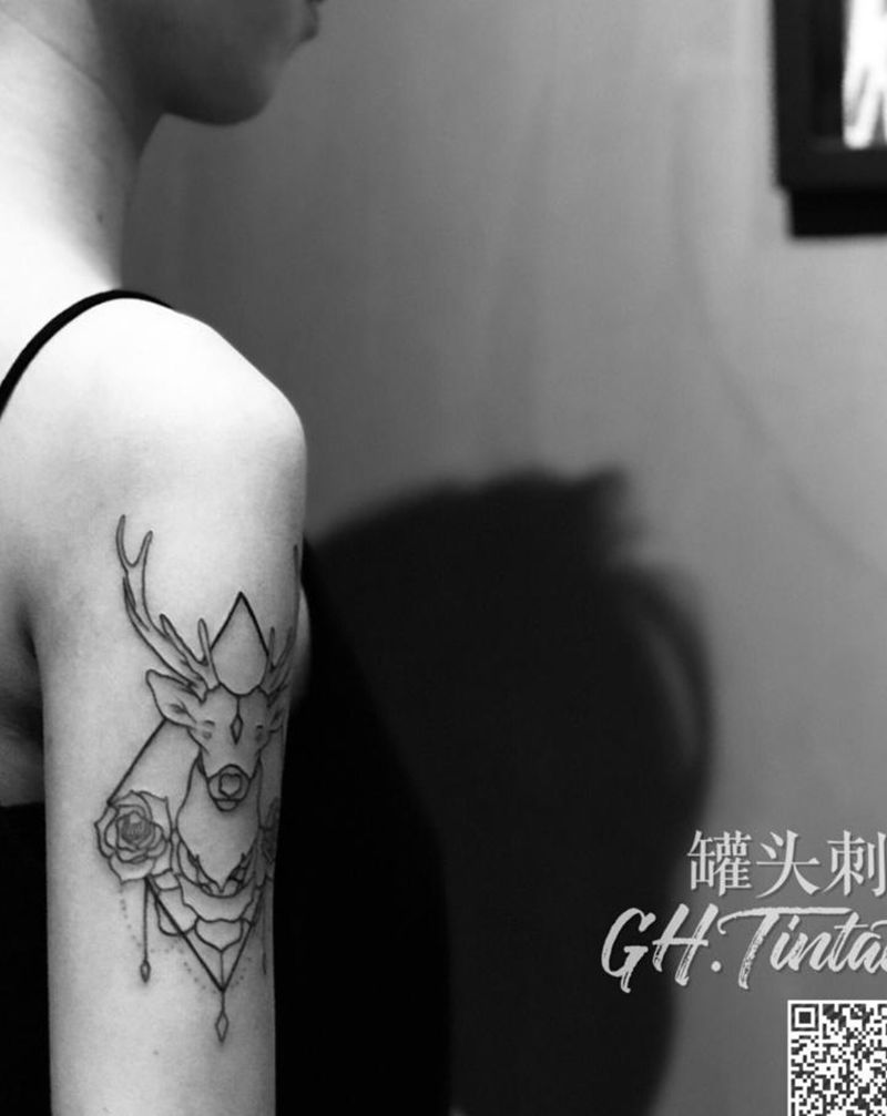 鹿/客人自带纹身图片_手臂纹身图案