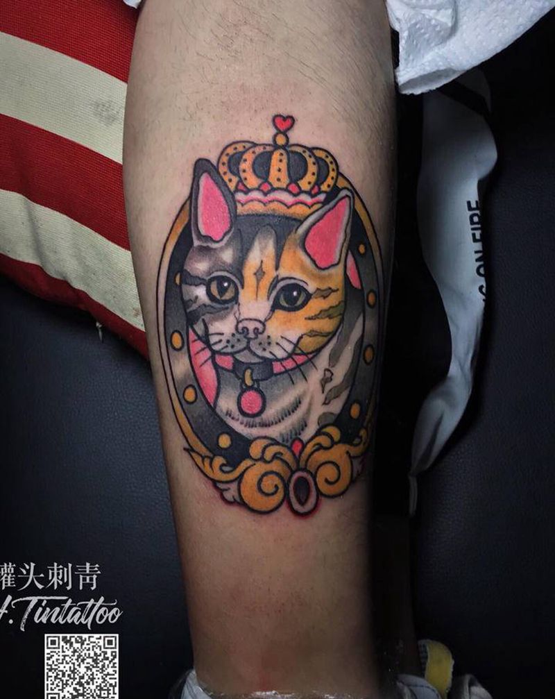 客人自带纹身图片_腿部Old School纹身图案