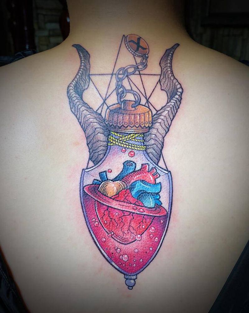 封存的心纹身图片_胸部New School纹身图案