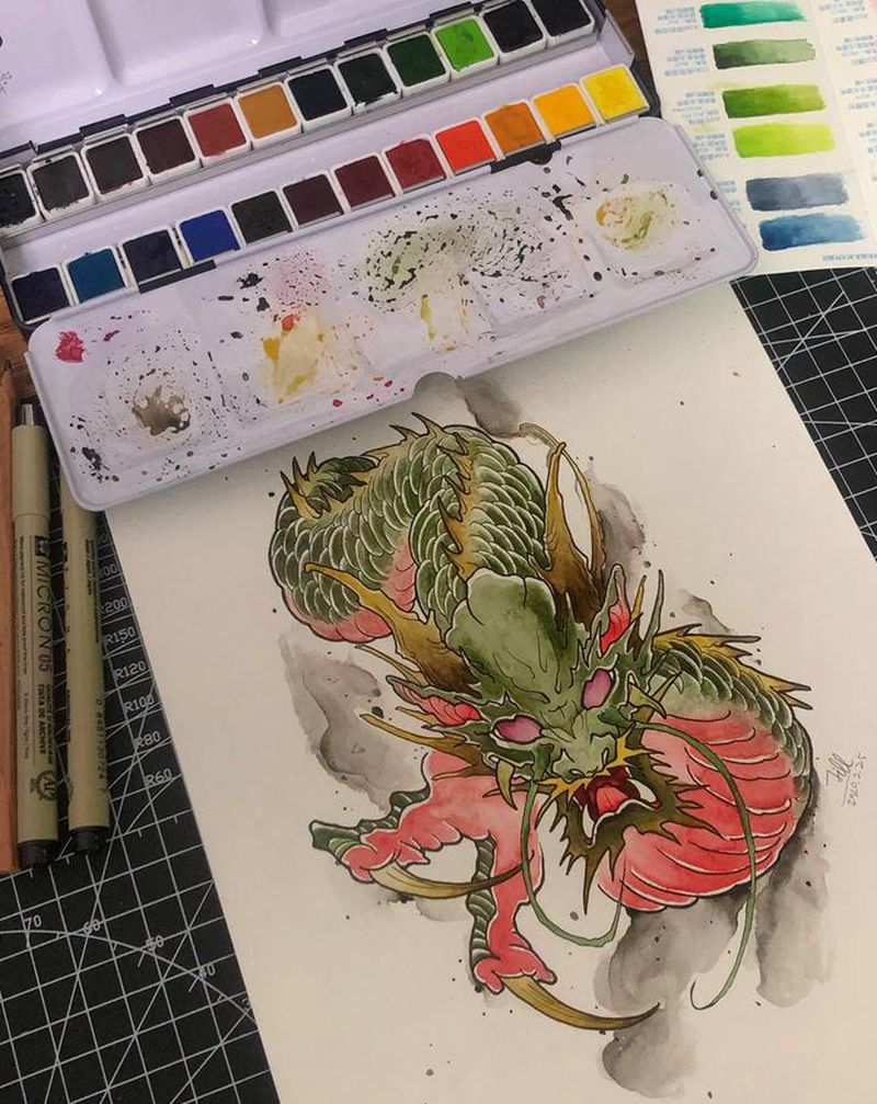 部分水彩手稿纹身图片_水彩纹身图案