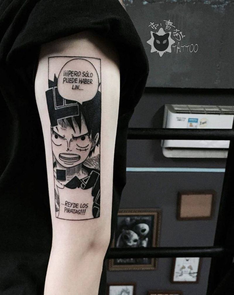 路飞纹身图片_手部脚部几何点刺海贼王路飞man hua纹身图案