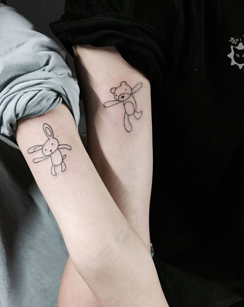 情侣纹身.小清新纹身图片_手臂手部New SchoolOld School小清新情侣小动物纹身图案