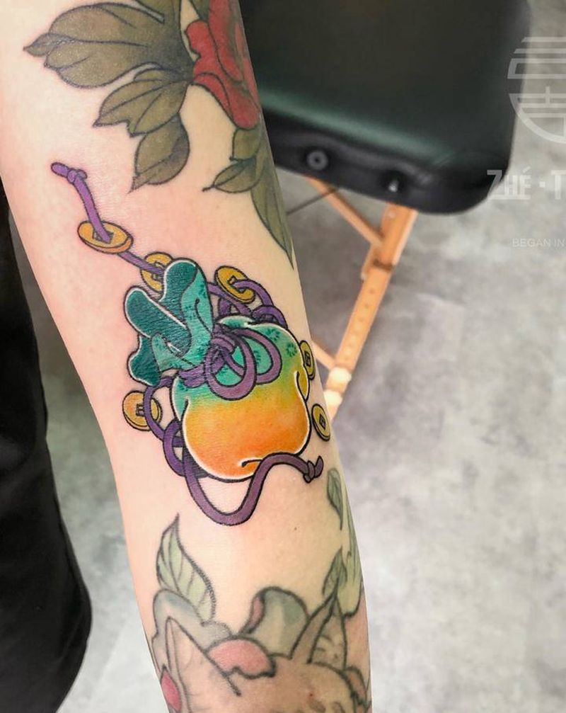 日式钱袋纹身图片_手部纹身图案