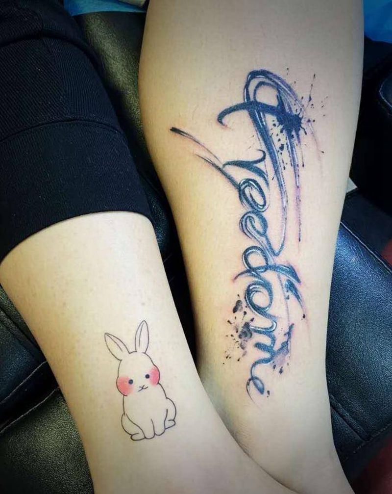 小清新纹身图片_腿部水墨纹身图案