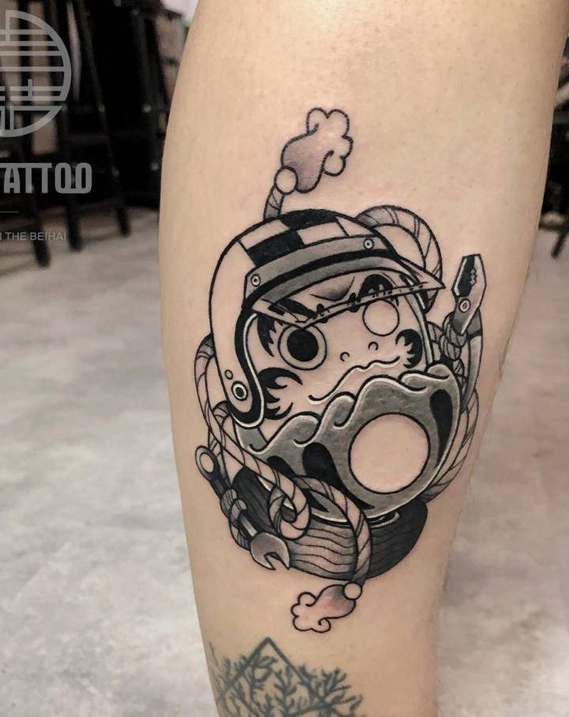 达摩纹身图片_腿部纹身图案