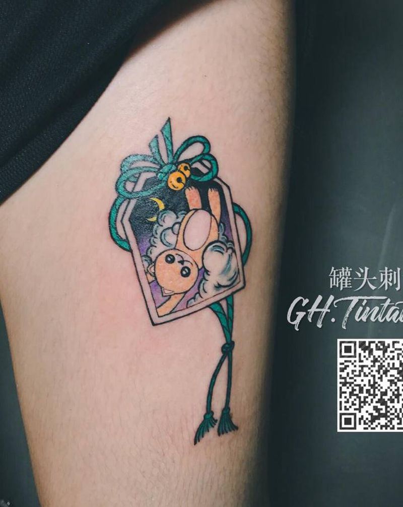 御守定制纹身图片_腿部新传统纹身图案