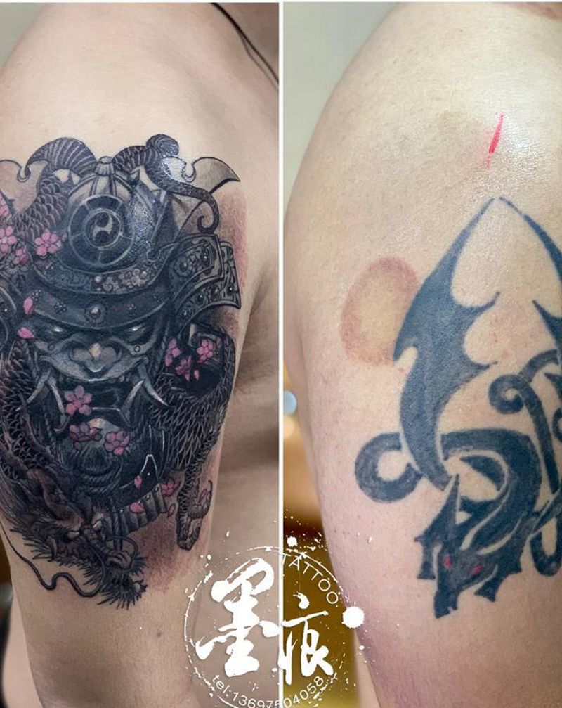 鬼武纹身图片_手部手臂新传统纹身图案