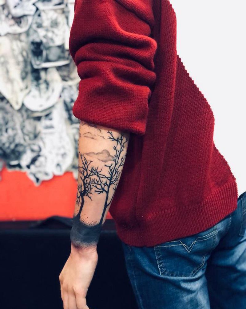 孤独与坚强纹身图片_手部New School点刺纹身图案