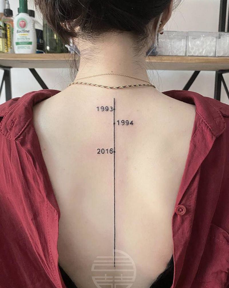 简约线条纹身图片_背部纹身图案