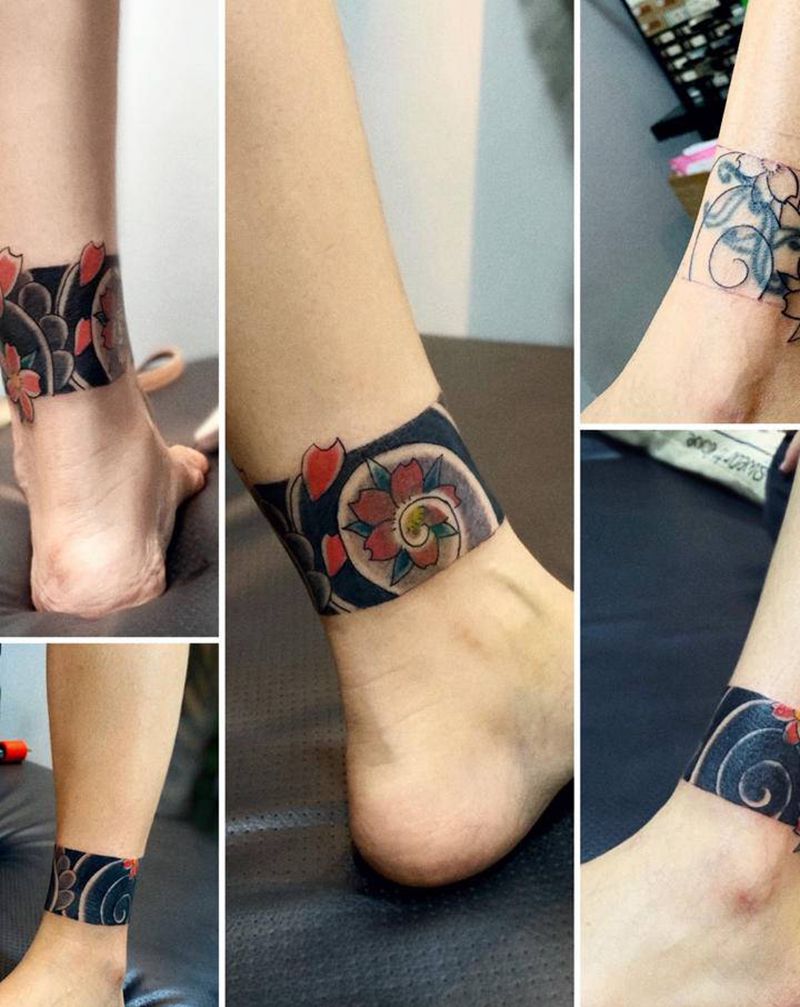 【脚环.臂环】纹身图片_脚部腿部老传统纹身图案