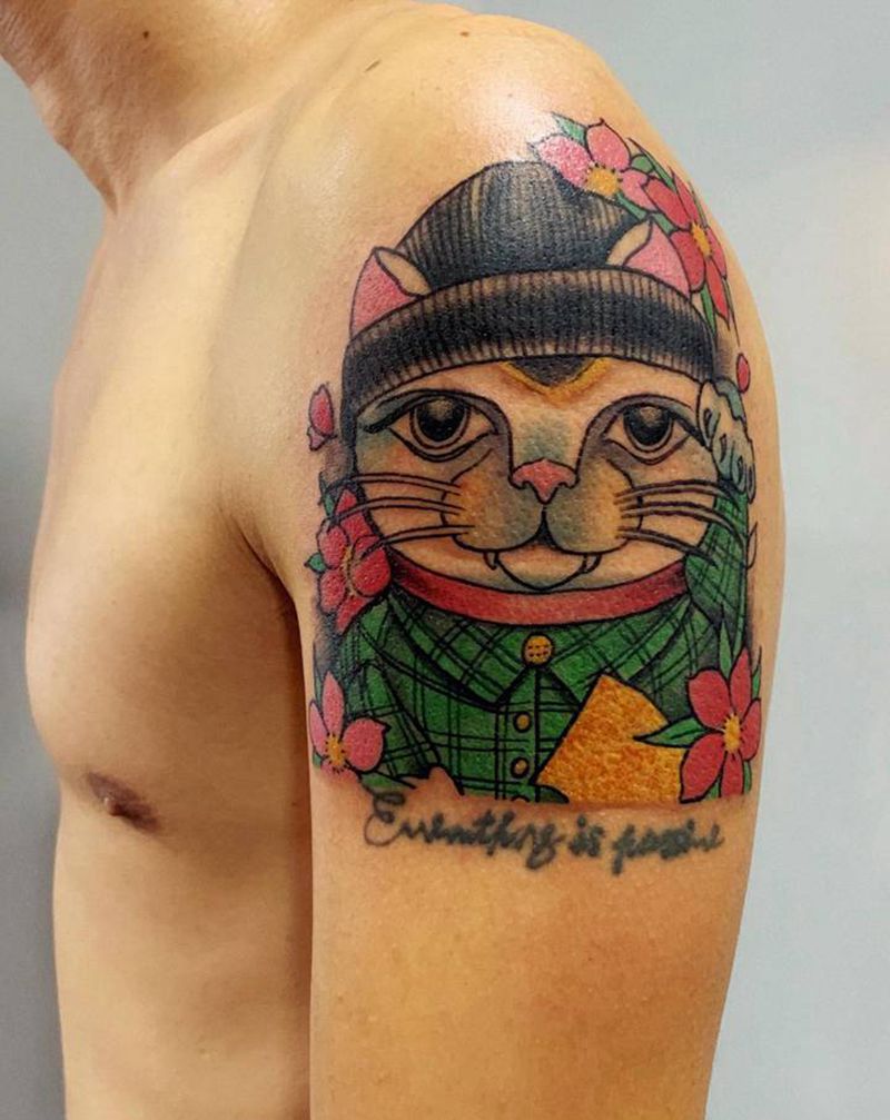 【招财猫】纹身图片_手臂手部Old School纹身图案