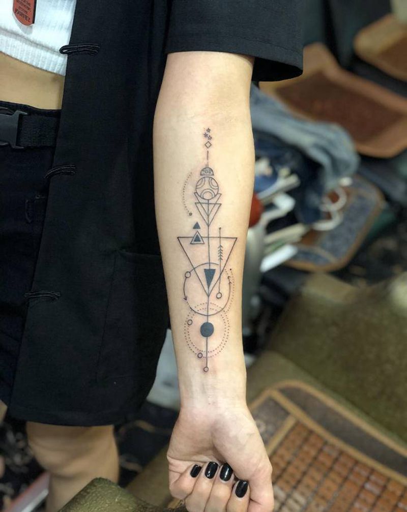 几何纹身图片_手部New School纹身图案