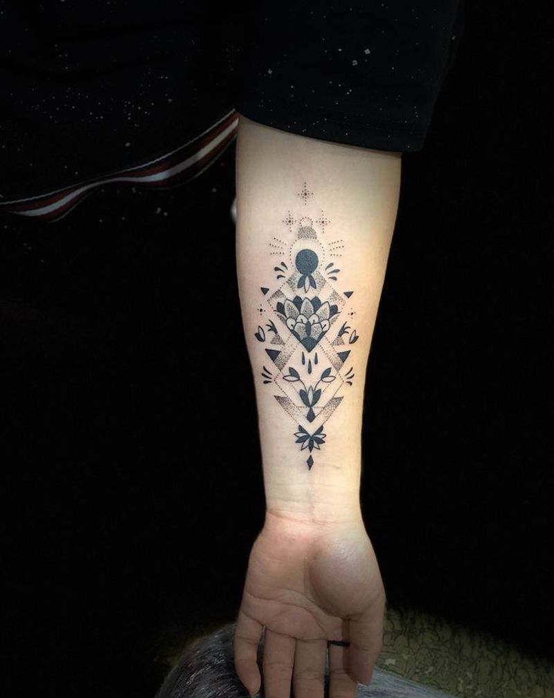 几何点刺纹身图片_手部几何点刺纹身图案