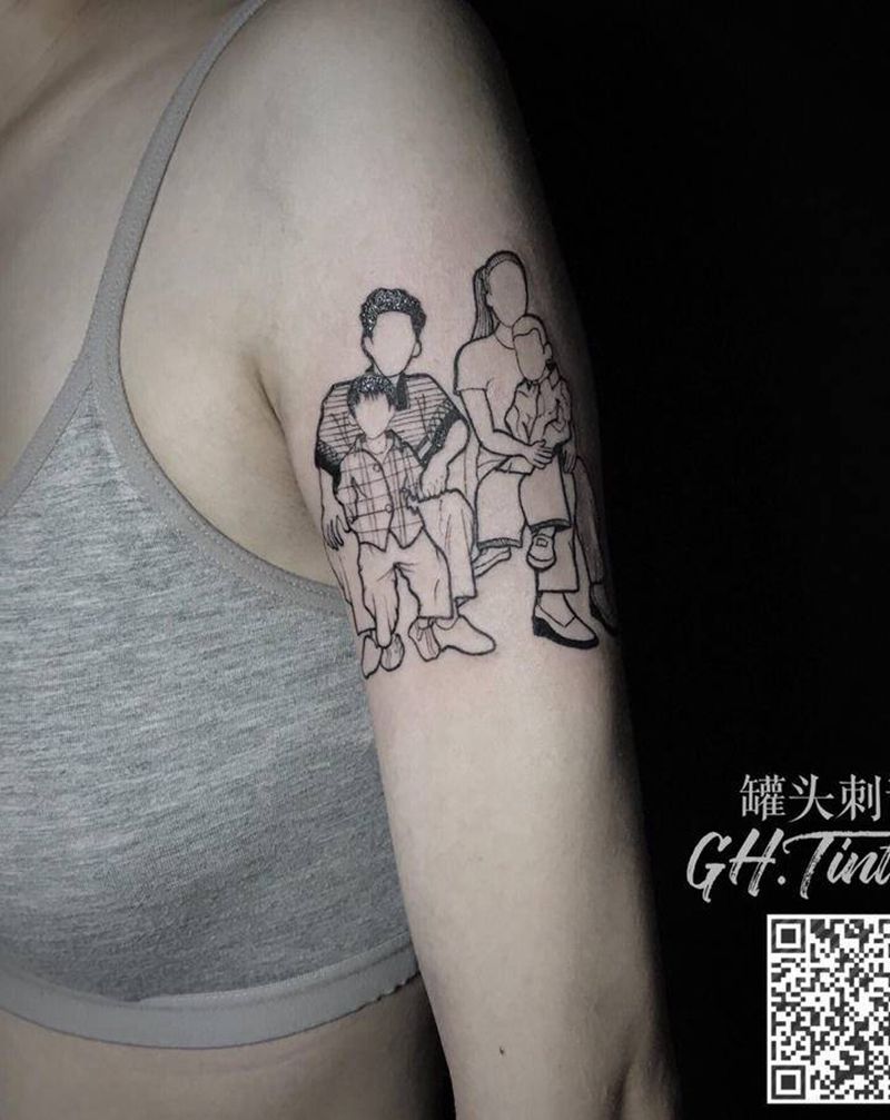 全家福套装纹身图片_手臂几何纹身图案