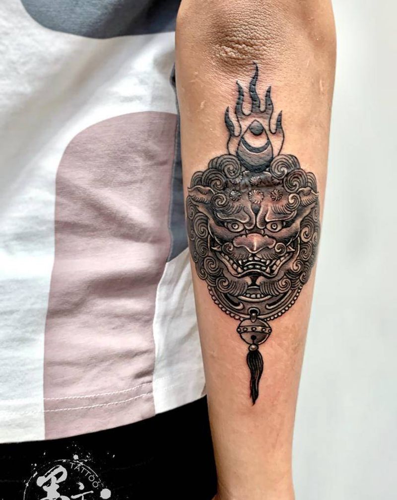 【福狮】纹身图片_手臂手部老传统新传统纹身图案