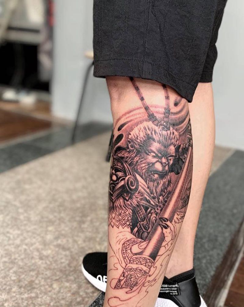 【猴哥】纹身图片_脚部腿部新传统纹身图案