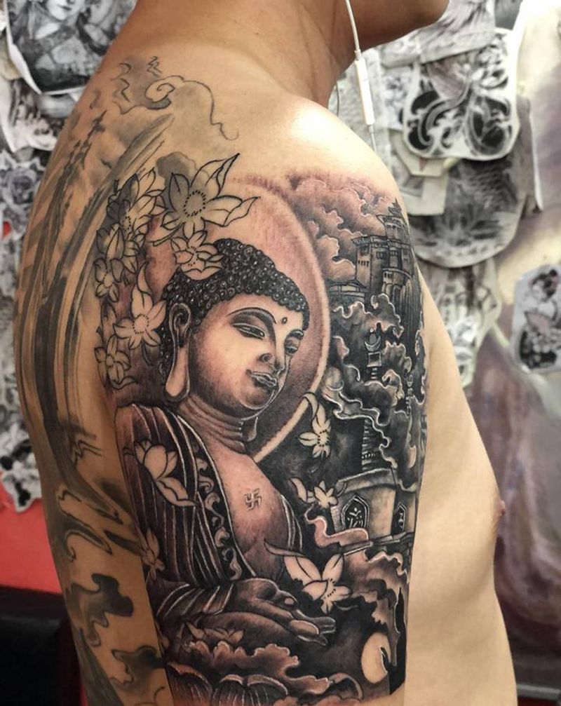 佛遮盖旧纹身纹身图片_手臂纹身图案