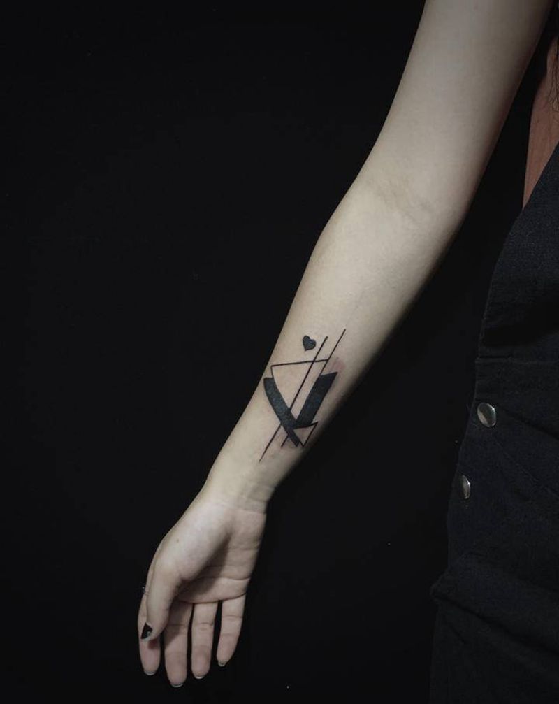 客人自带遮盖纹身图片_手部几何纹身图案