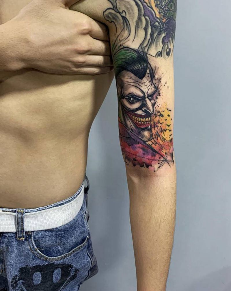 【小丑】纹身图片_手部手臂水彩欧美写实纹身图案