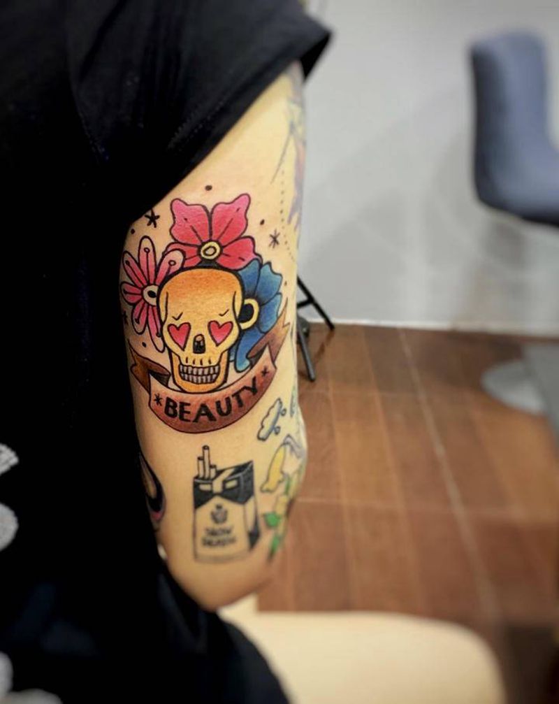 *SKULL*纹身图片_手部手臂Old School纹身图案