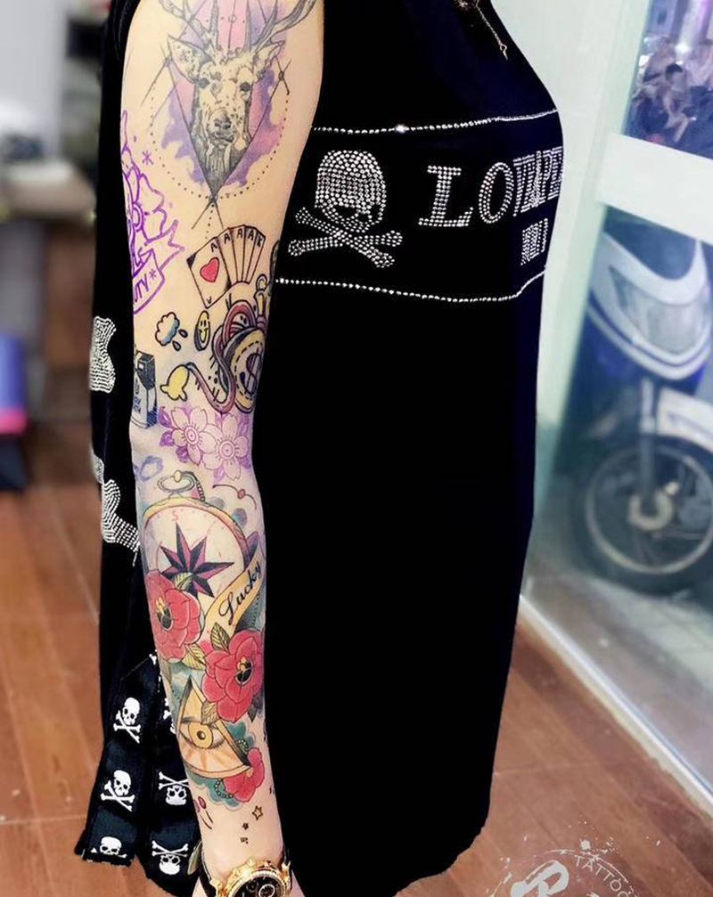 花臂纹身图片_手臂手部Old SchoolNew School纹身图案