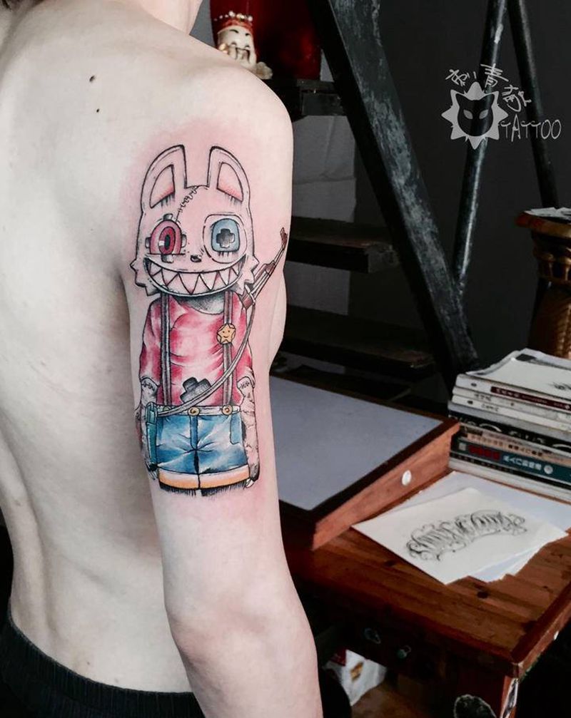 杀手兔纹身图片_手部手臂New School兔子杀手纹身图案