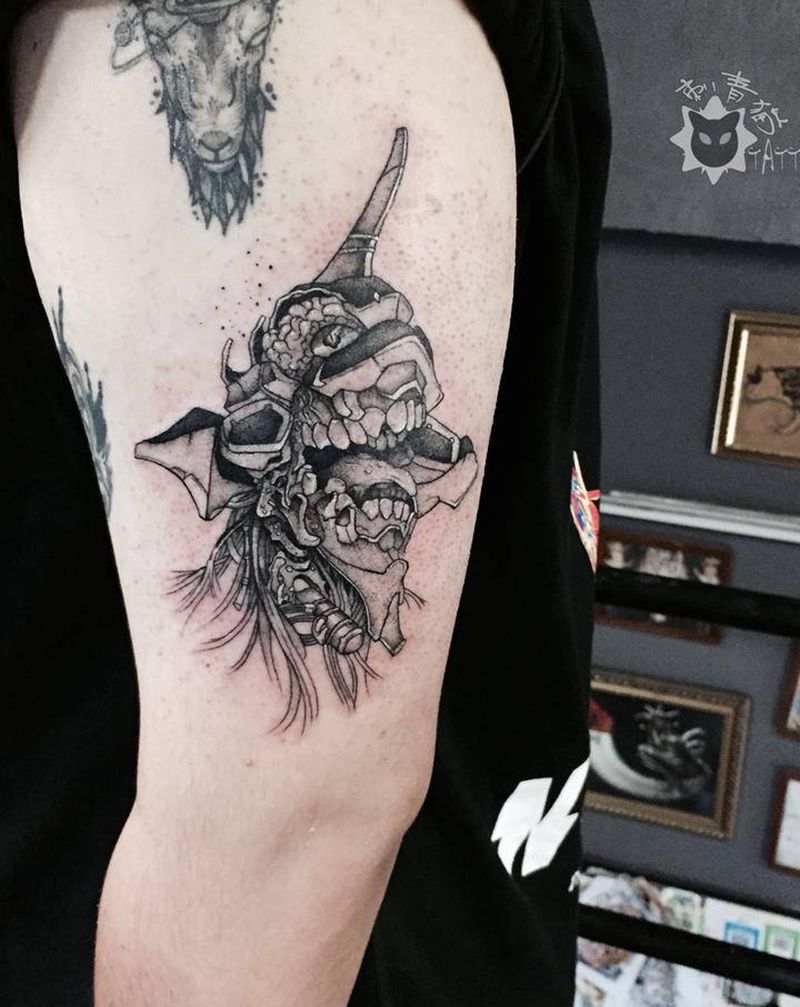 兽化的EVA初号机纹身图片_手部手臂点刺新福音战士EVAEVA初号机纹身图案