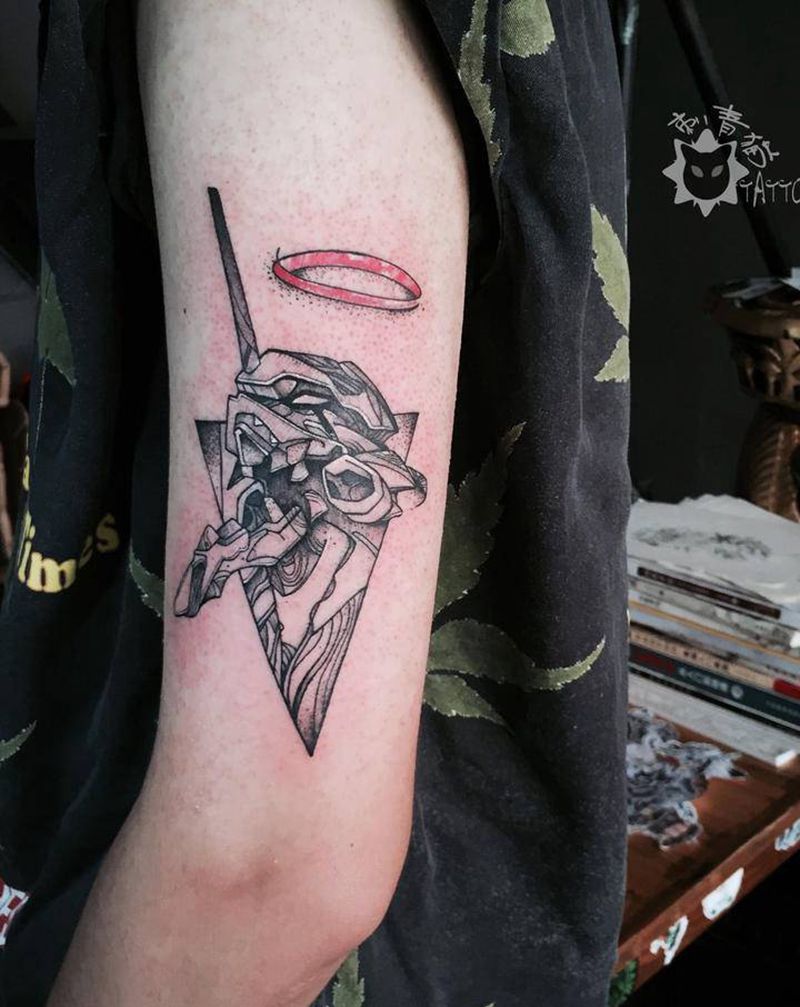 EVA初号机纹身图片_手臂手部点刺几何新福音战士EVA机器人纹身图案