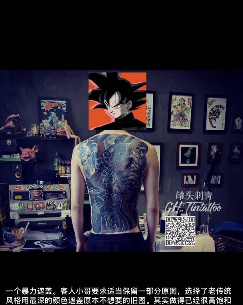 遮盖旧满背纹身图片_背部老传统纹身图案