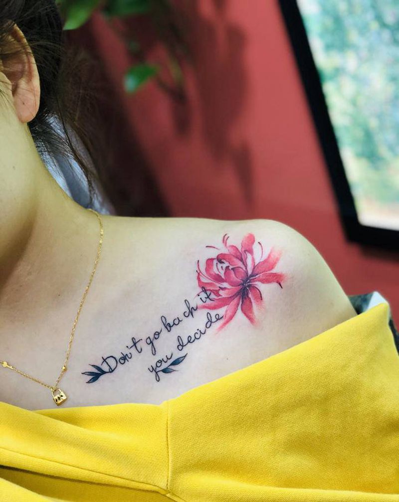 彼岸花纹身图片_肩部纹身图案