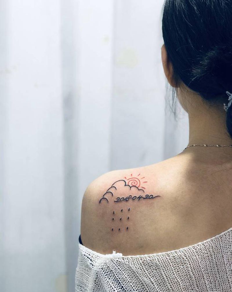 小清新纹身图片_肩部纹身图案