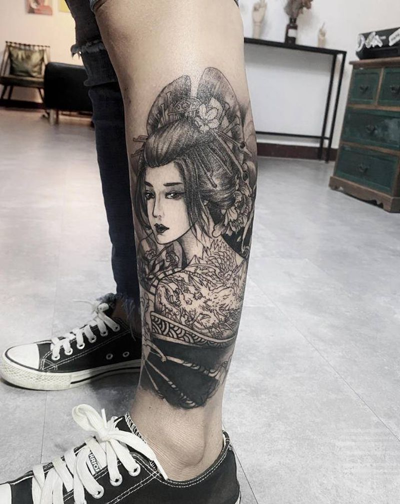 艺妓遮盖纹身图片_脚部纹身图案