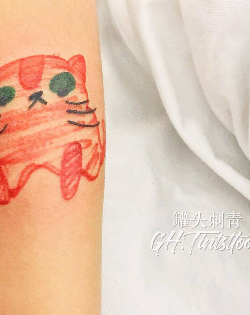 客人自带纹身图片_手臂水彩纹身图案