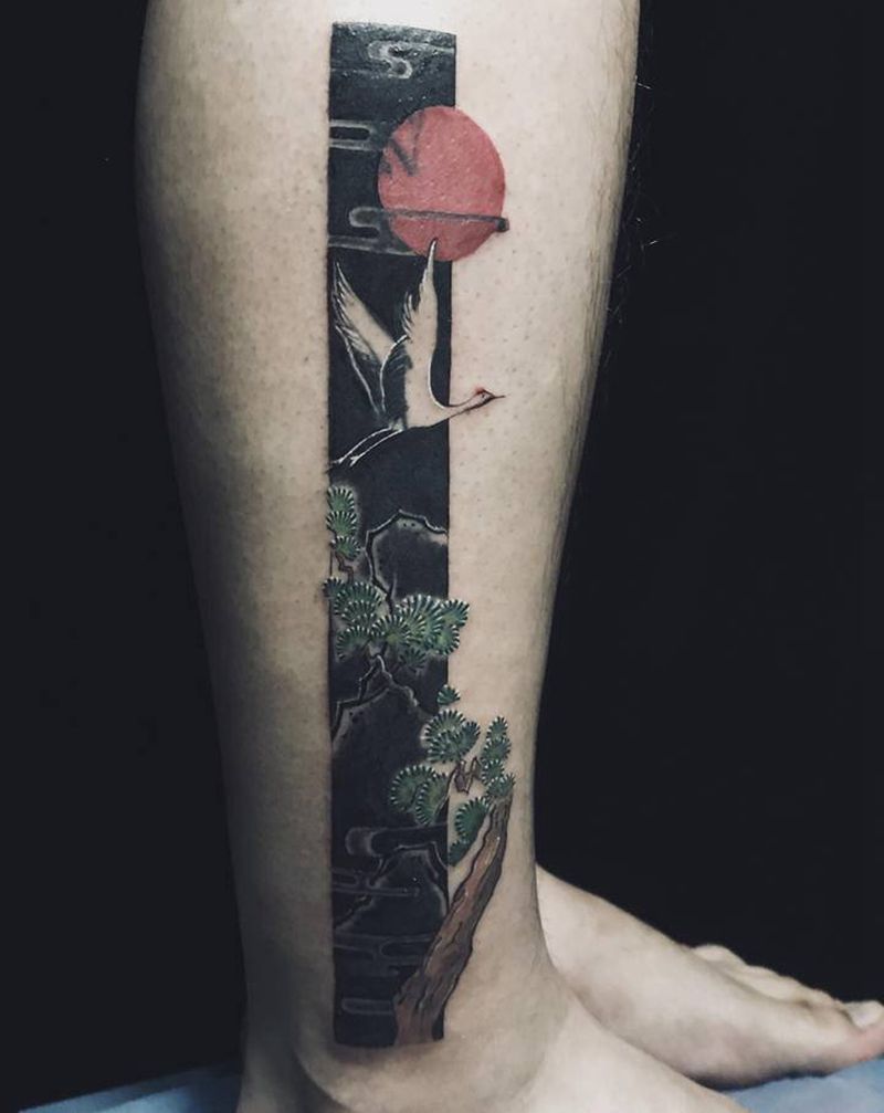 遮盖旧纹身纹身图片_腿部新传统纹身图案