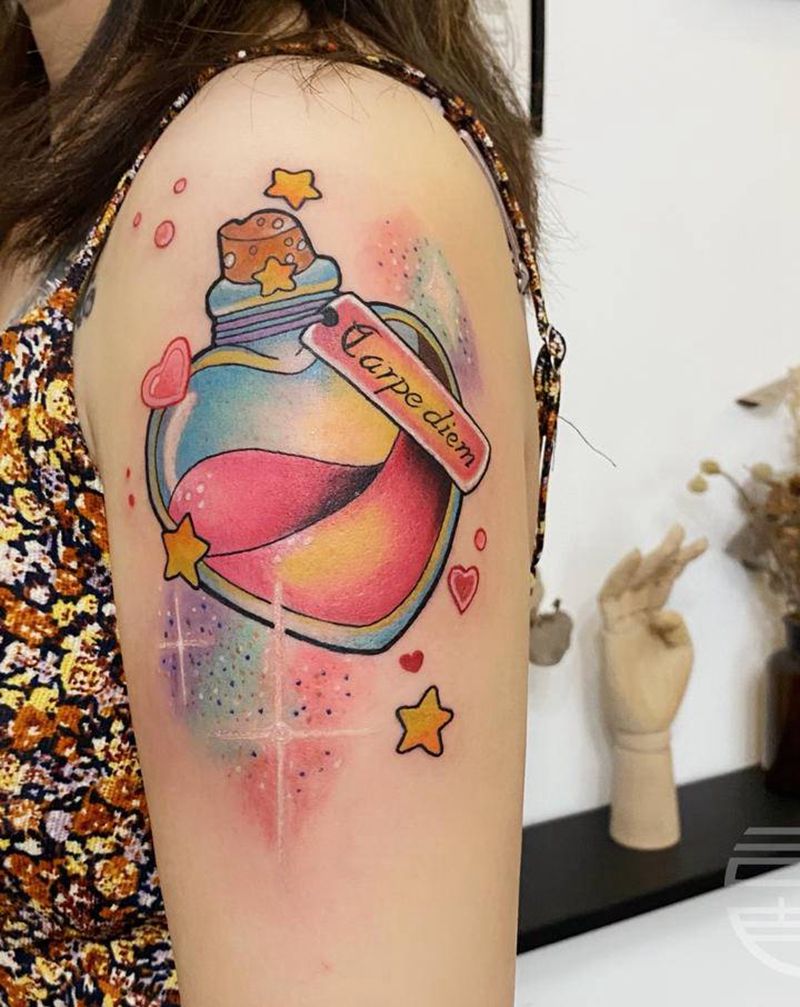 香水瓶纹身图片_手臂New School纹身图案