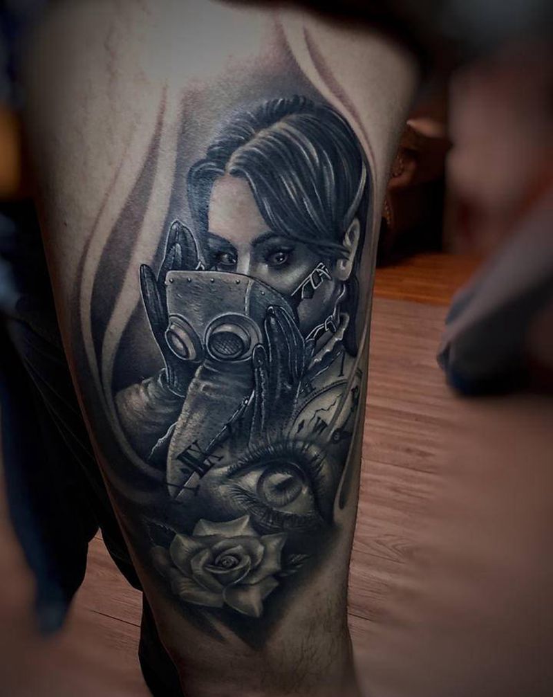 一纹身图片_腿部欧美写实纹身图案