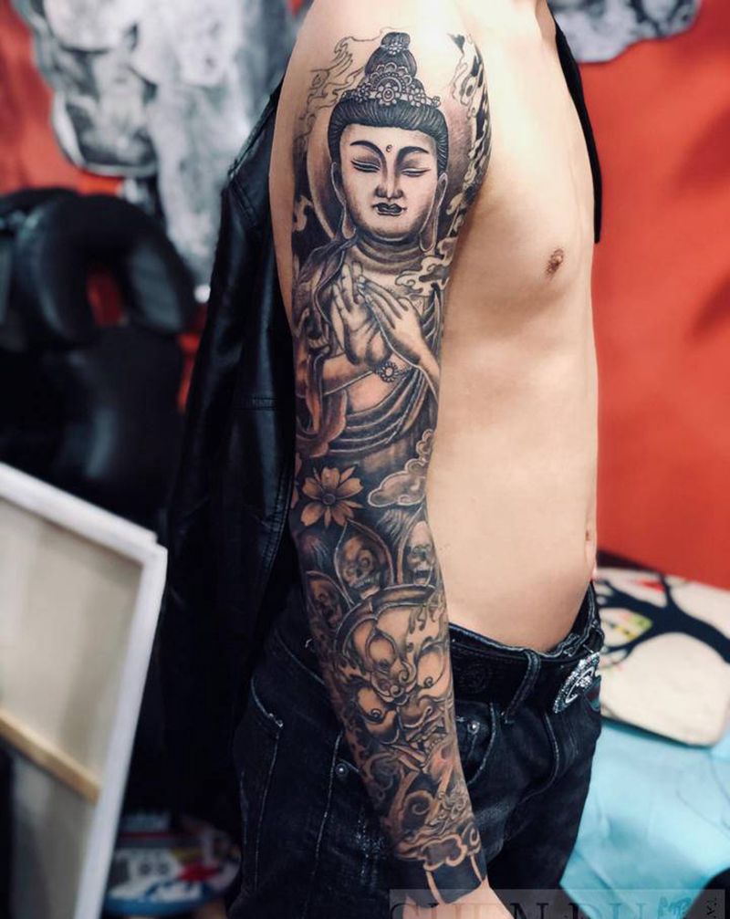 花臂纹身图片_手臂新传统纹身图案