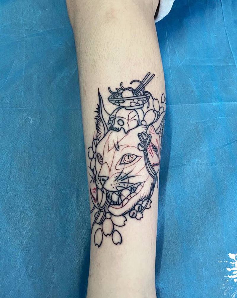 线条作品纹身图片_手部腿部新传统Old School纹身图案