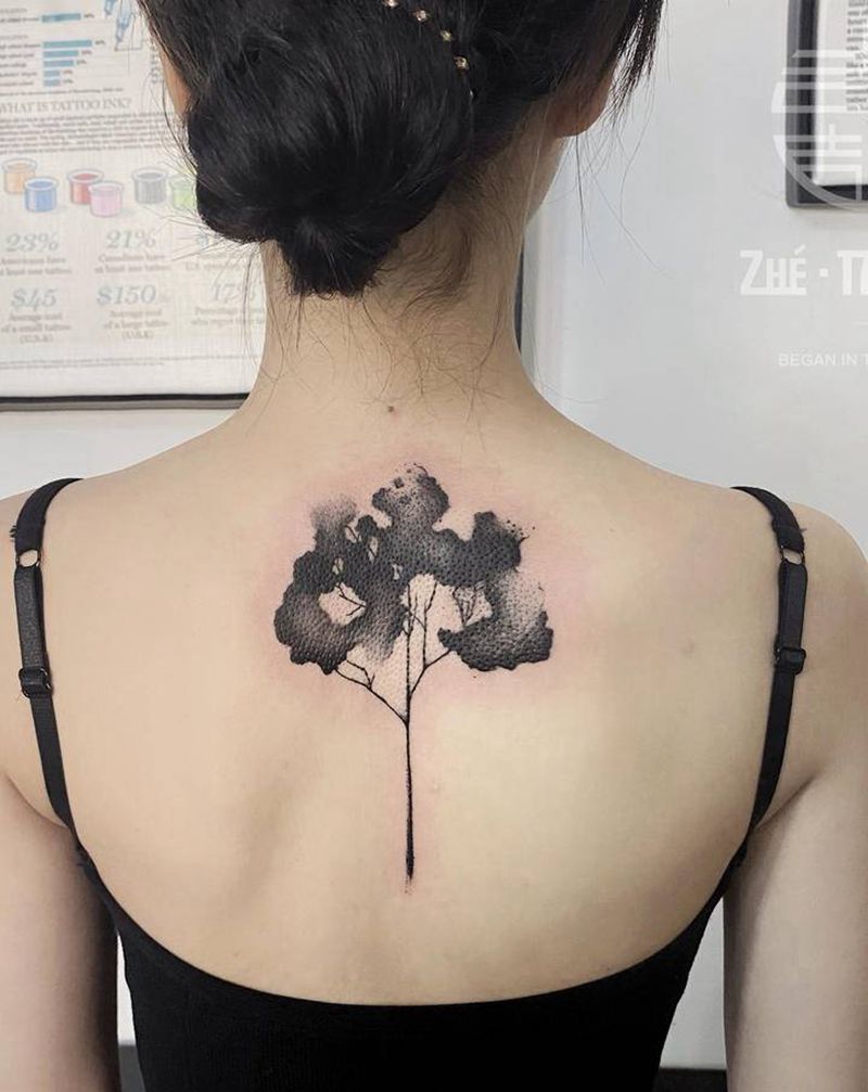 树 遮盖纹身图片_背部纹身图案